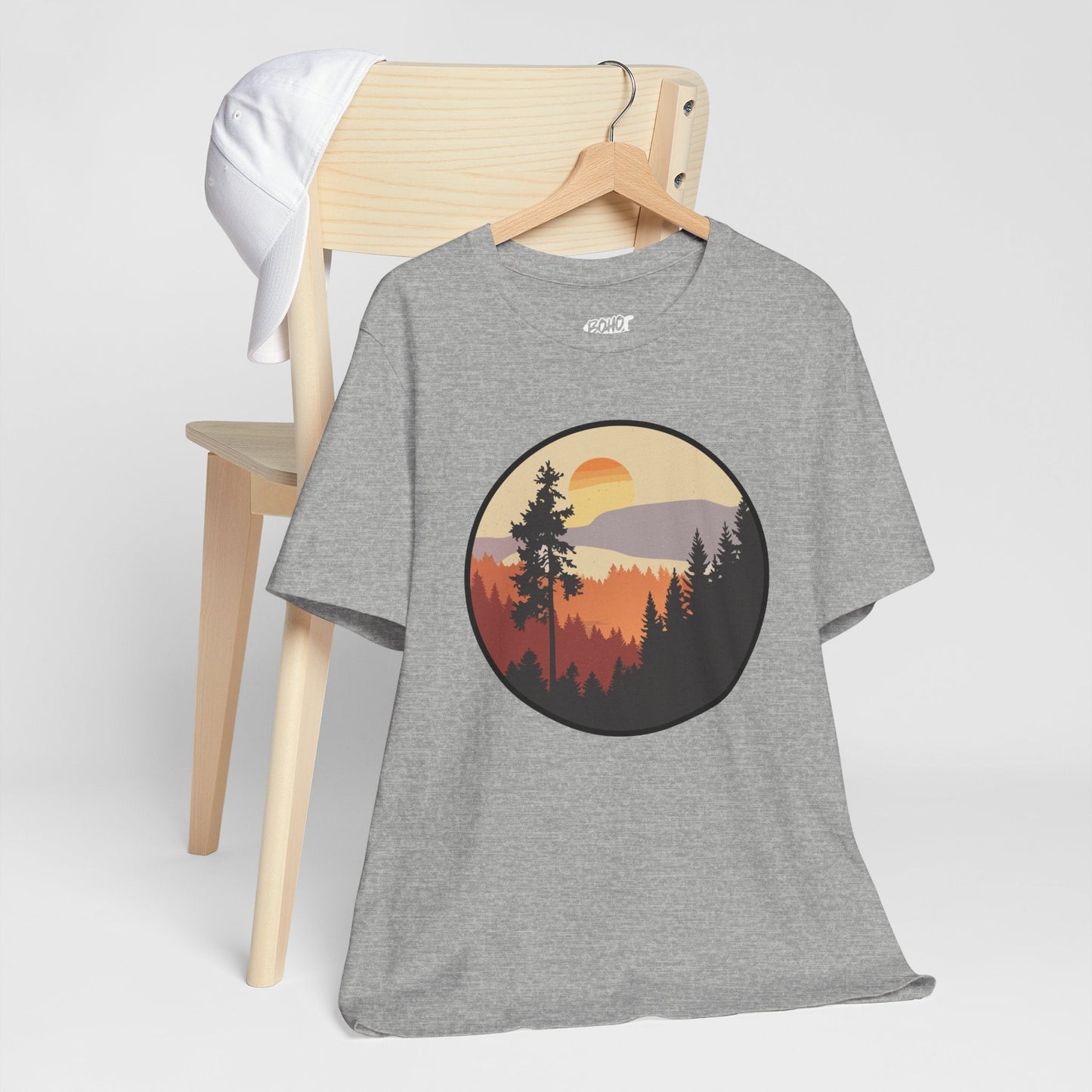 Sunset Forest Unisex Tee | Nature Lover Shirt, Hiking Apparel, Outdoor Gift, Eco-Friendly Fashion, Casual Wear Boho Wear