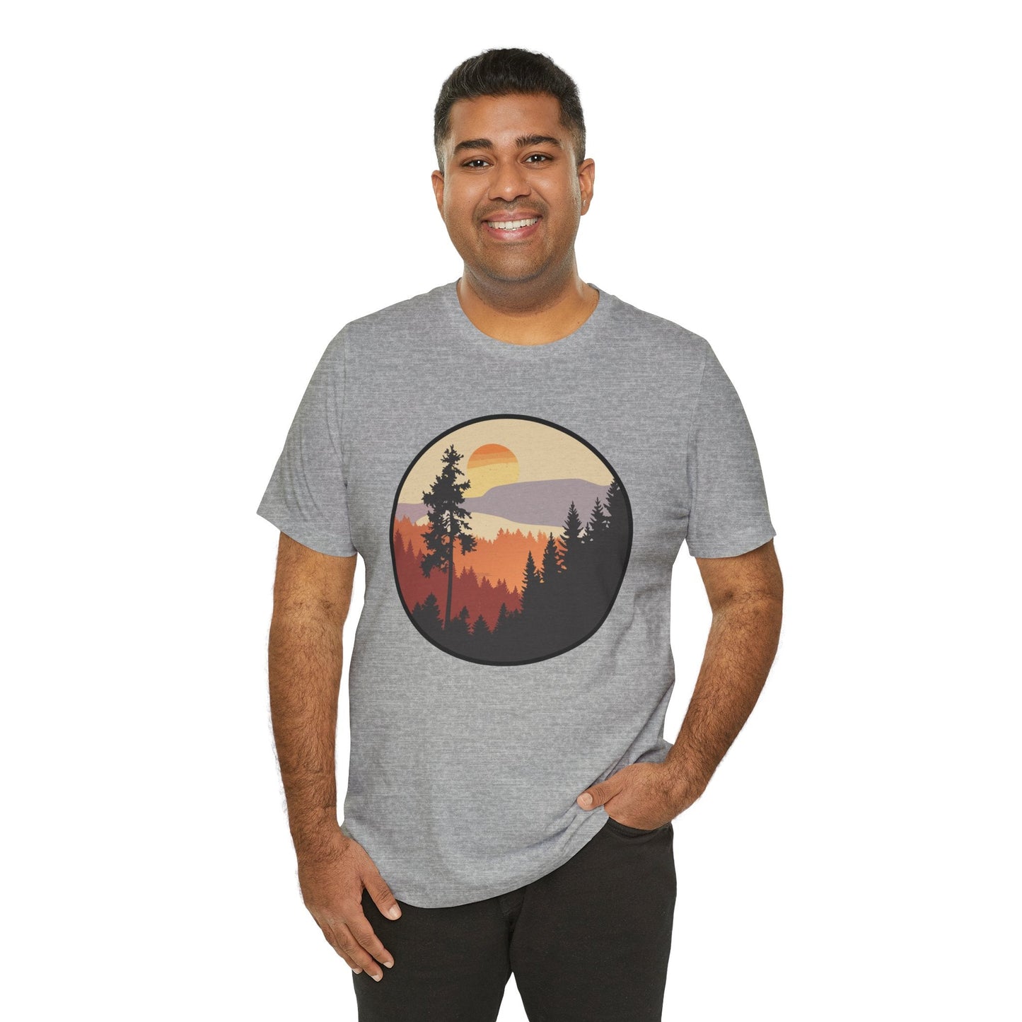 Sunset Forest Unisex Tee | Nature Lover Shirt, Hiking Apparel, Outdoor Gift, Eco-Friendly Fashion, Casual Wear Boho Wear