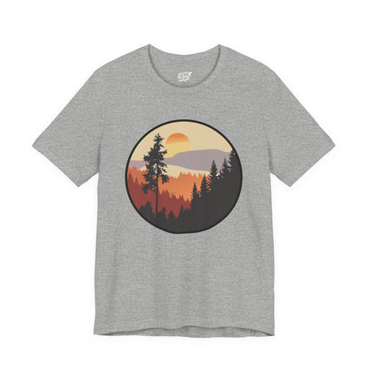 Sunset Forest Unisex Tee | Nature Lover Shirt, Hiking Apparel, Outdoor Gift, Eco-Friendly Fashion, Casual Wear Boho Wear