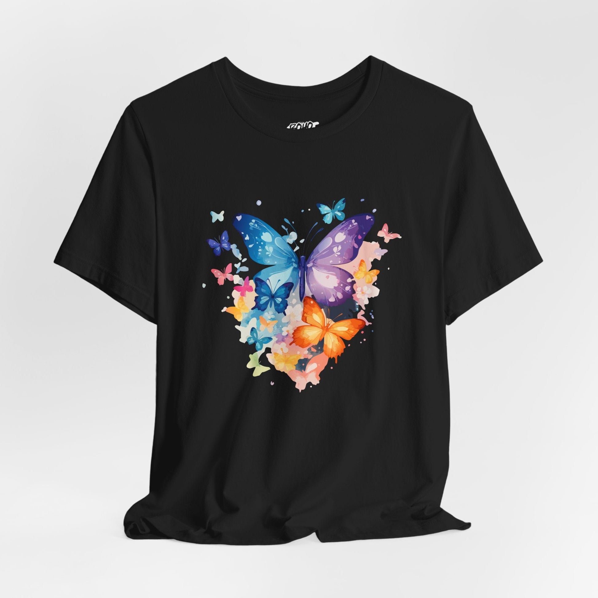 Colorful Butterfly Unisex Jersey Tee, Floral Tee, Butterfly Art Shirt, Gift for Nature Lovers, Summer Style, Nature Inspired Apparel Boho Wear