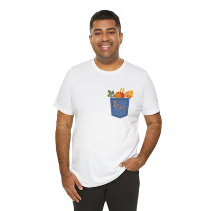 Pocket Boho Tee - Funny Botanic Autumn Design Printify