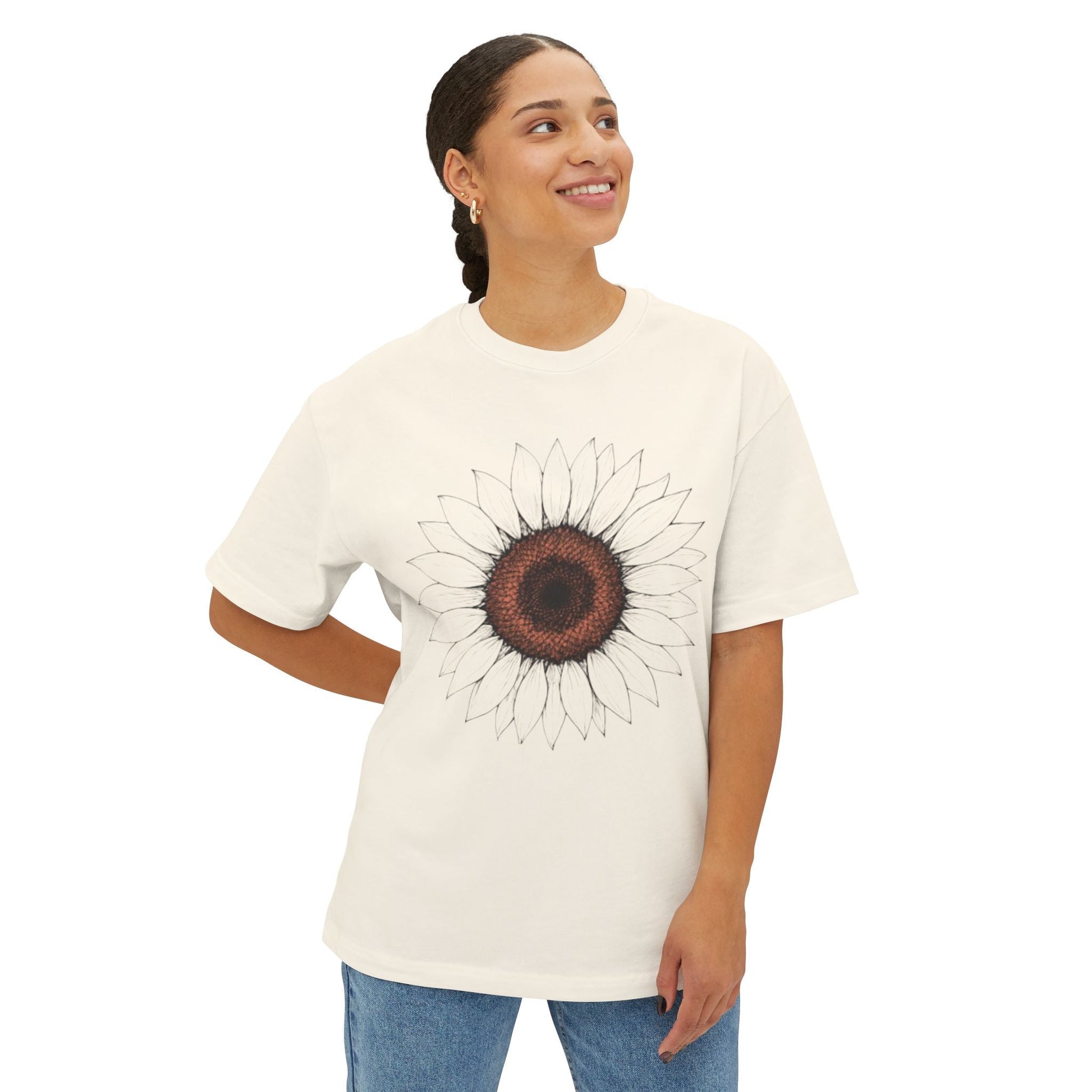 Sunflower Boho Oversized Tee - Funny Unisex T-Shirt Printify
