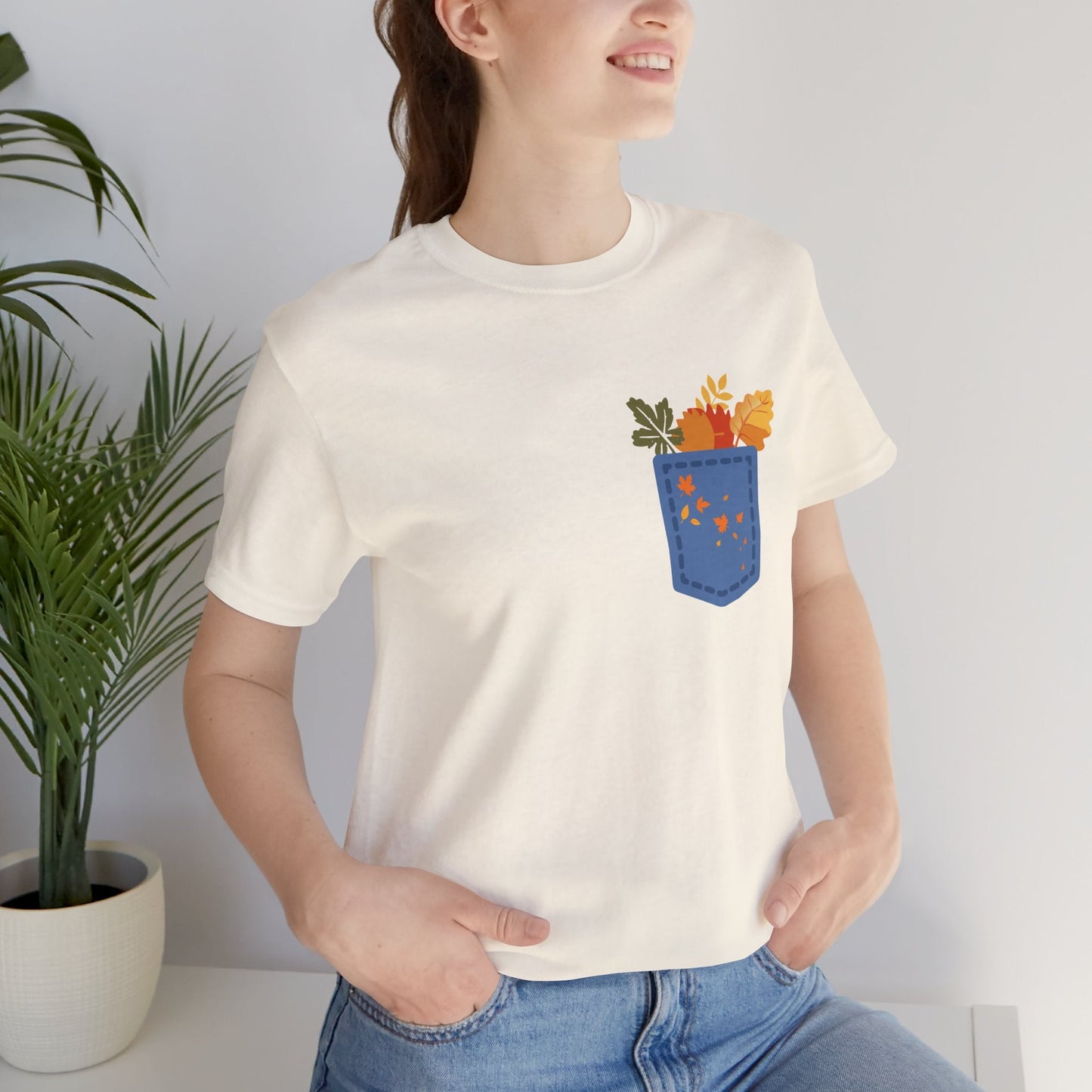 Pocket Boho Tee - Funny Botanic Autumn Design Printify