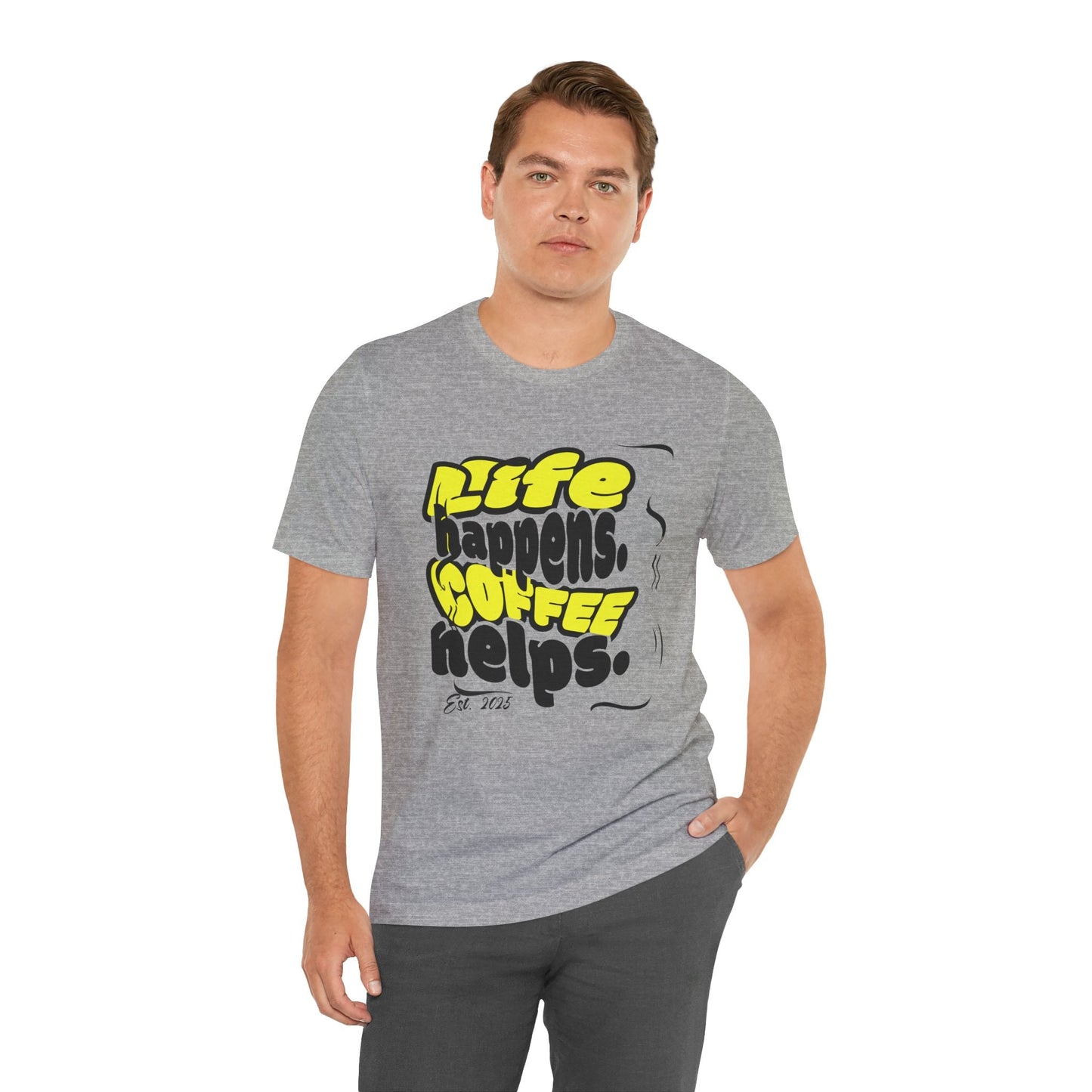 Coffee Lover T-Shirt - Life happens Coffee helps Boho Wear