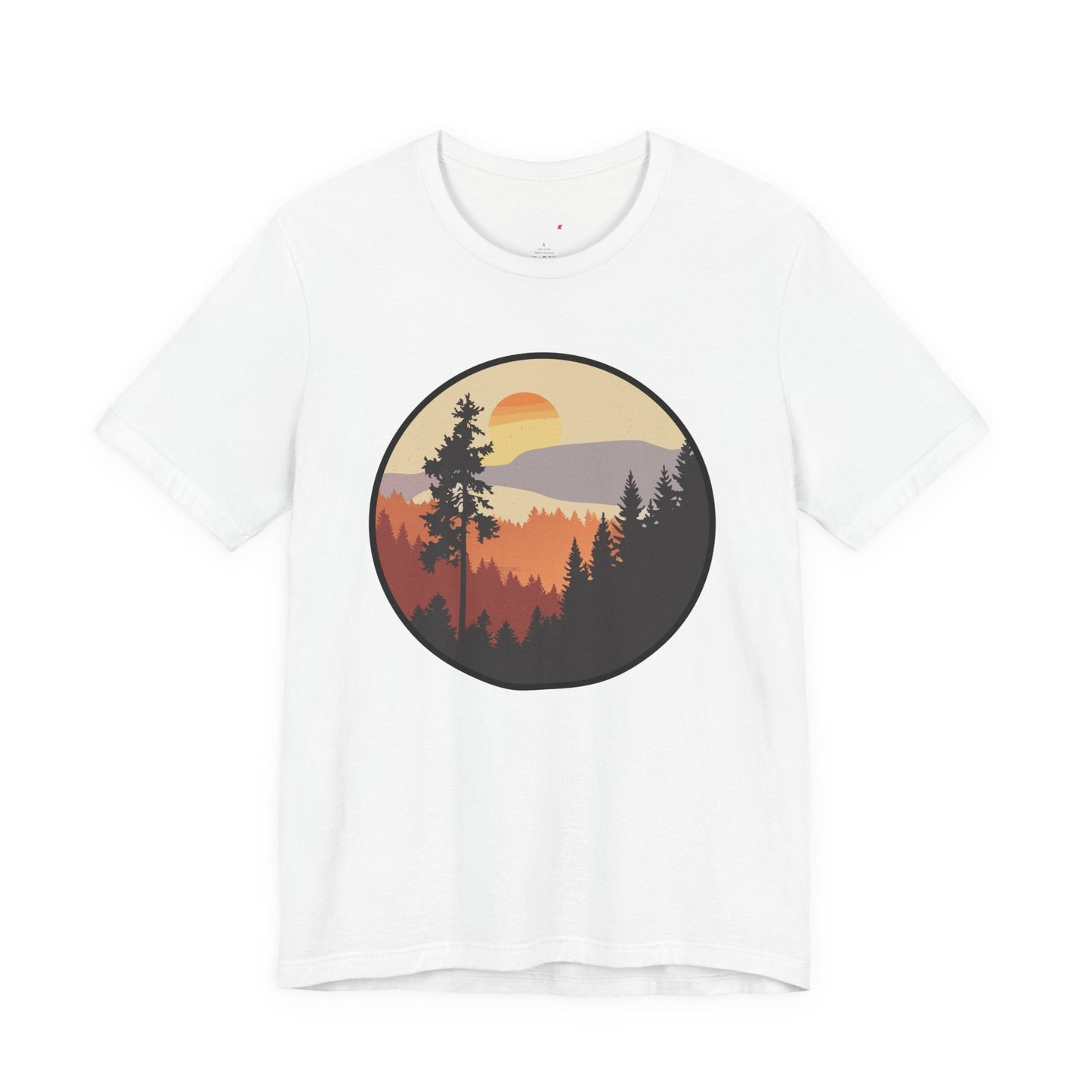 Sunset Forest Unisex Tee | Nature Lover Shirt, Hiking Apparel, Outdoor Gift, Eco-Friendly Fashion, Casual Wear Printify