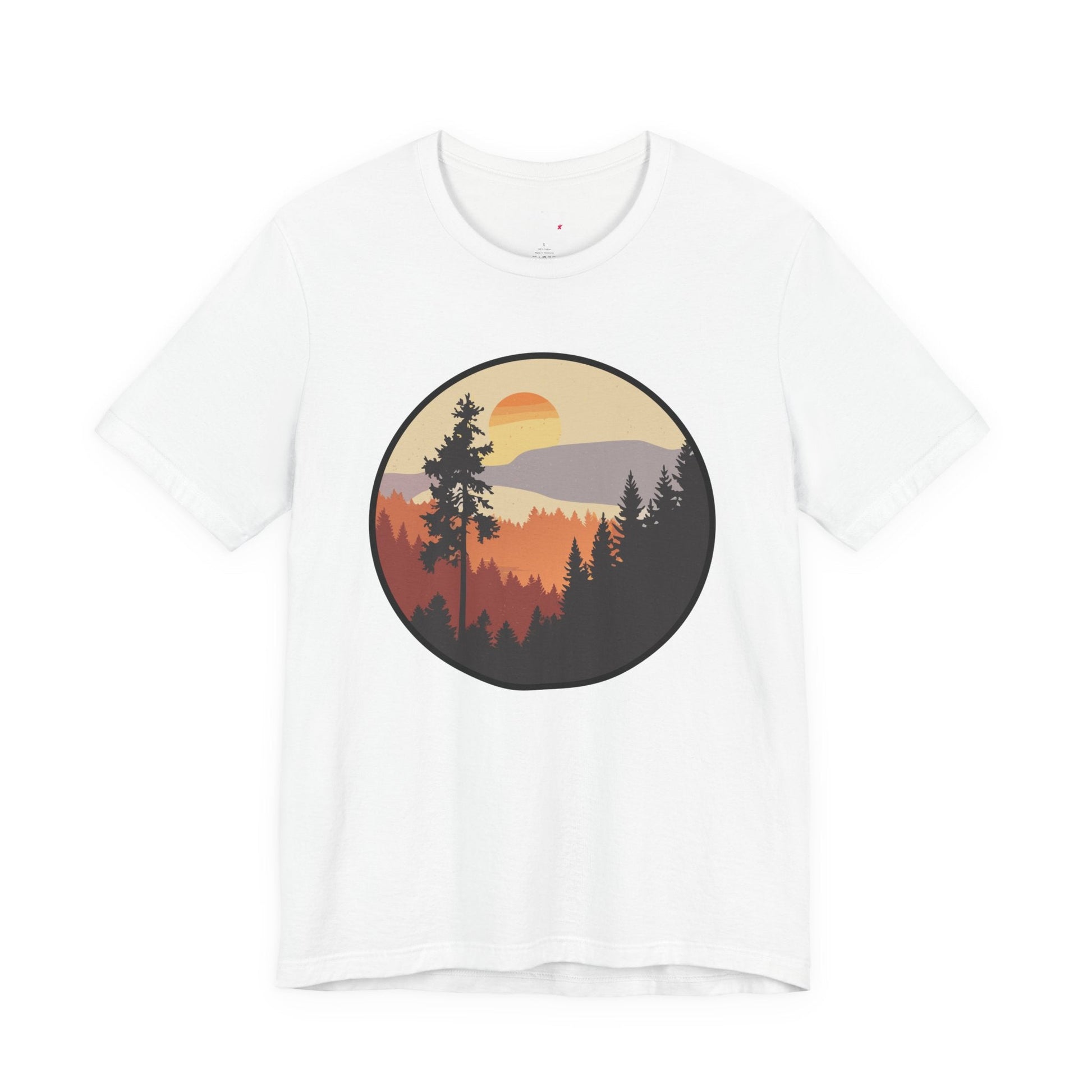 Sunset Forest Unisex Tee | Nature Lover Shirt, Hiking Apparel, Outdoor Gift, Eco-Friendly Fashion, Casual Wear Printify