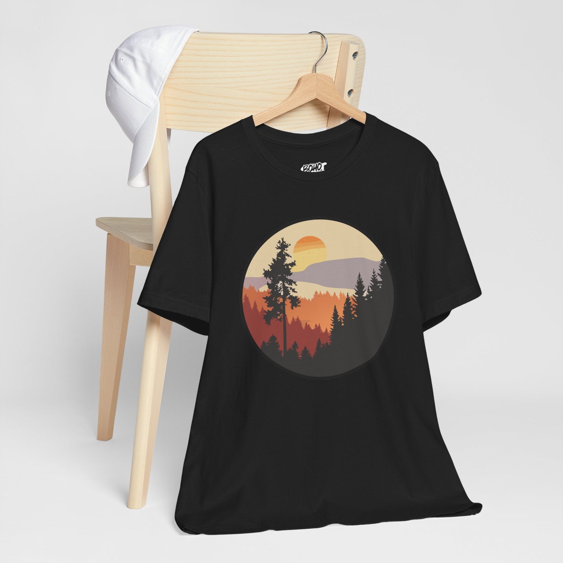 Sunset Forest Unisex Tee | Nature Lover Shirt, Hiking Apparel, Outdoor Gift, Eco-Friendly Fashion, Casual Wear Boho Wear