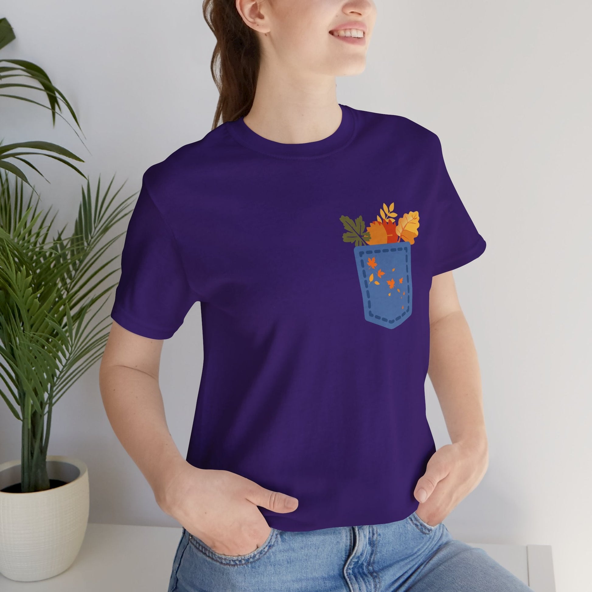 Pocket Boho Tee - Funny Botanic Autumn Design Boho Wear