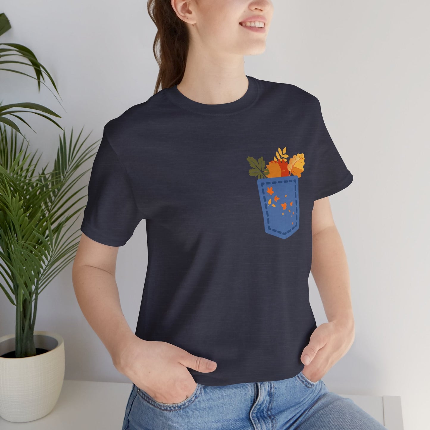Pocket Boho Tee - Funny Botanic Autumn Design Boho Wear