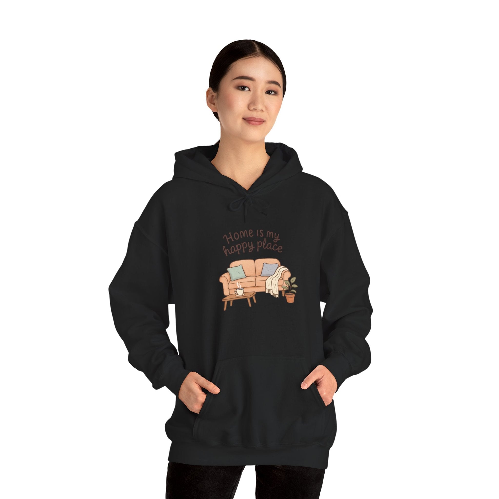 Hooded Sweatshirt - 'Home Is My Happy Place' Design Boho Wear