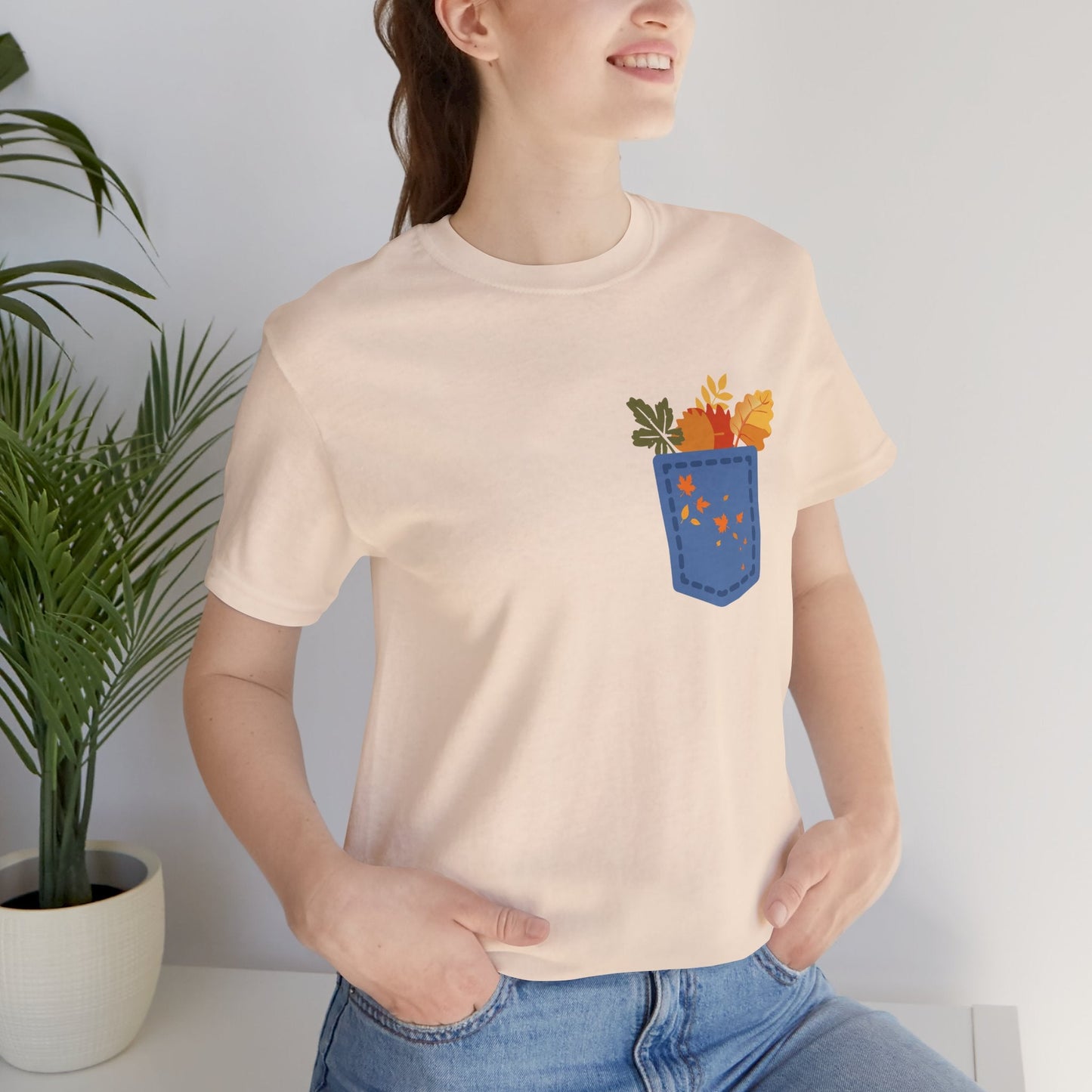 Pocket Boho Tee - Funny Botanic Autumn Design Printify
