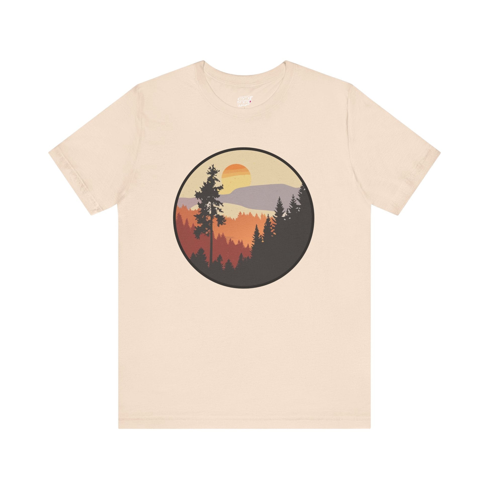 Sunset Forest Unisex Tee | Nature Lover Shirt, Hiking Apparel, Outdoor Gift, Eco-Friendly Fashion, Casual Wear Printify