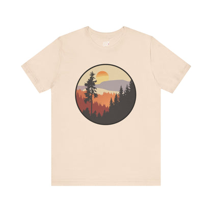 Sunset Forest Unisex Tee | Nature Lover Shirt, Hiking Apparel, Outdoor Gift, Eco-Friendly Fashion, Casual Wear Printify