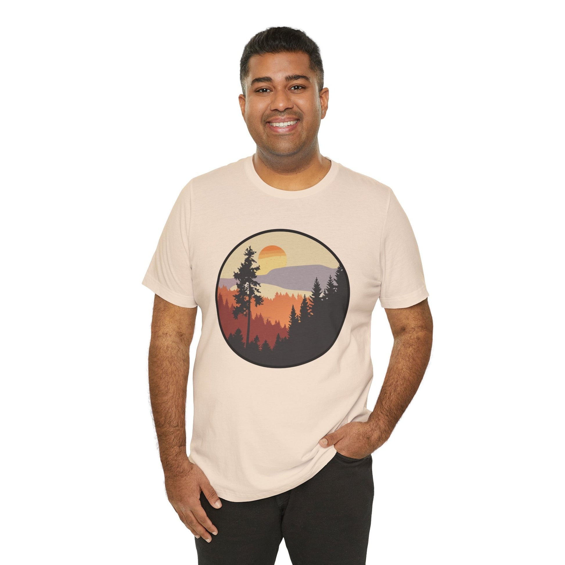 Sunset Forest Unisex Tee | Nature Lover Shirt, Hiking Apparel, Outdoor Gift, Eco-Friendly Fashion, Casual Wear Boho Wear