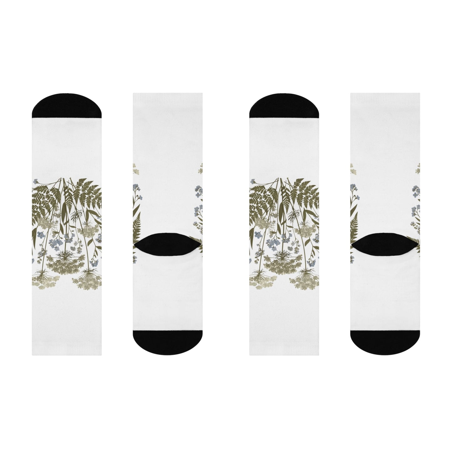 Botanical Print Cushioned Crew Socks - Comfortable Floral Design for Everyday Wear Printify