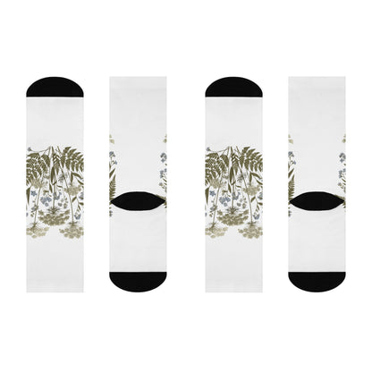 Botanical Print Cushioned Crew Socks - Comfortable Floral Design for Everyday Wear Printify