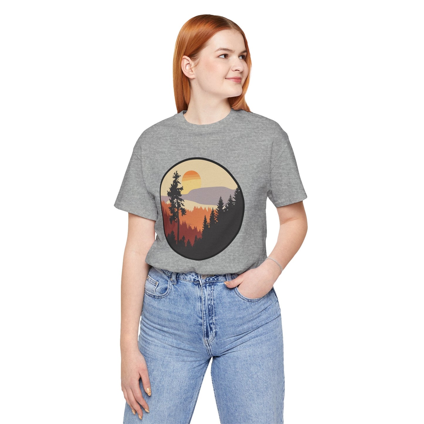 Sunset Forest Unisex Tee | Nature Lover Shirt, Hiking Apparel, Outdoor Gift, Eco-Friendly Fashion, Casual Wear Boho Wear
