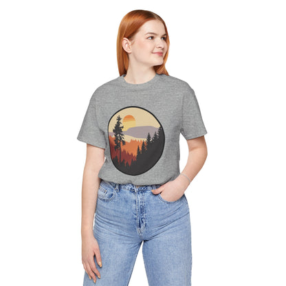 Sunset Forest Unisex Tee | Nature Lover Shirt, Hiking Apparel, Outdoor Gift, Eco-Friendly Fashion, Casual Wear Boho Wear