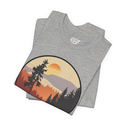 Sunset Forest Unisex Tee | Nature Lover Shirt, Hiking Apparel, Outdoor Gift, Eco-Friendly Fashion, Casual Wear Boho Wear