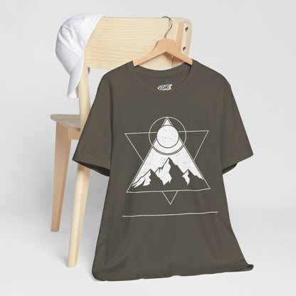 Mountain Sun Graphic Tee, Nature Lover Shirt, Outdoorsy Gift, Bohemian Style T-Shirt, Adventure, Unisex Jet Black Tee Printify