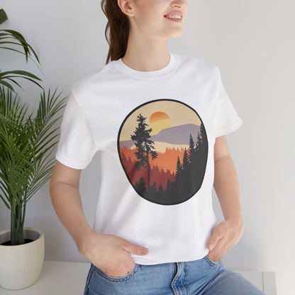 Sunset Forest Unisex Tee | Nature Lover Shirt, Hiking Apparel, Outdoor Gift, Eco-Friendly Fashion, Casual Wear Boho Wear