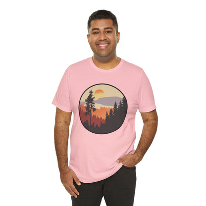 Sunset Forest Unisex Tee | Nature Lover Shirt, Hiking Apparel, Outdoor Gift, Eco-Friendly Fashion, Casual Wear Boho Wear