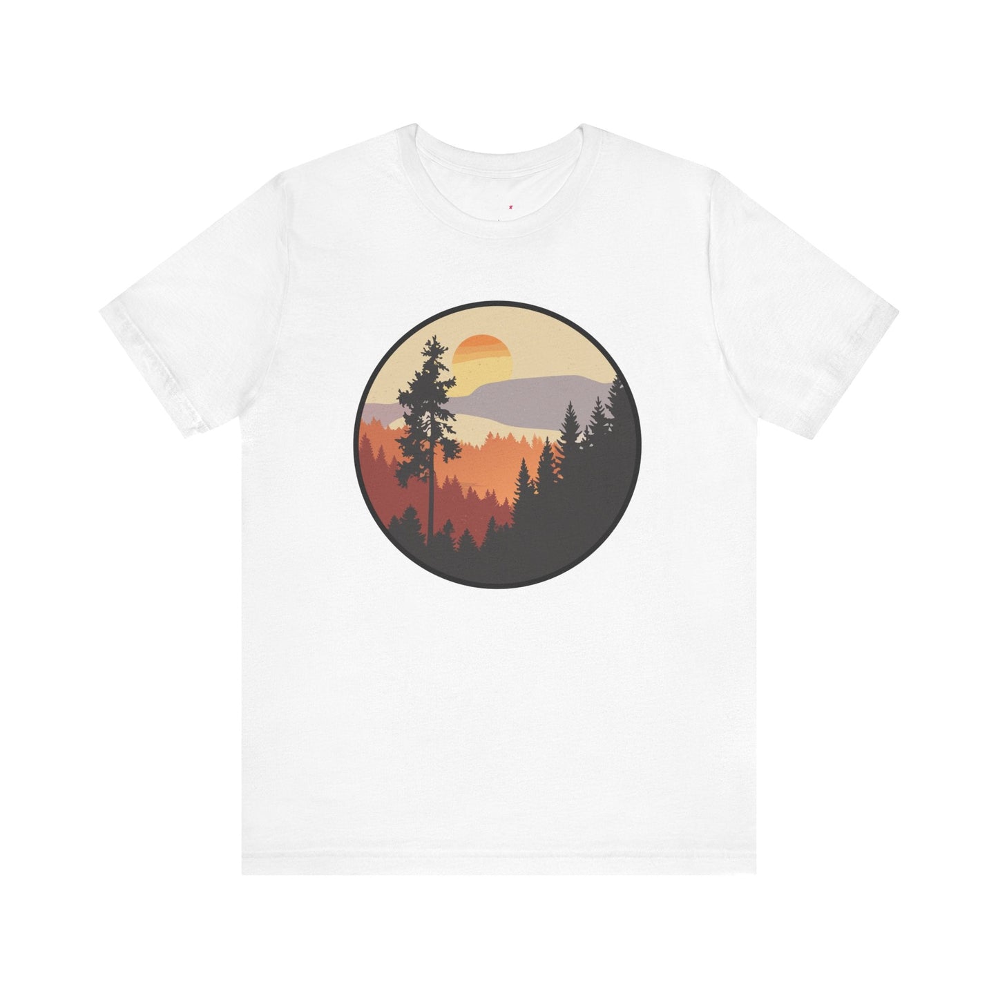 Sunset Forest Unisex Tee | Nature Lover Shirt, Hiking Apparel, Outdoor Gift, Eco-Friendly Fashion, Casual Wear Printify