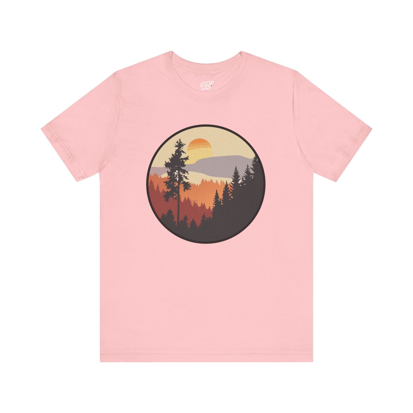 Sunset Forest Unisex Tee | Nature Lover Shirt, Hiking Apparel, Outdoor Gift, Eco-Friendly Fashion, Casual Wear Printify