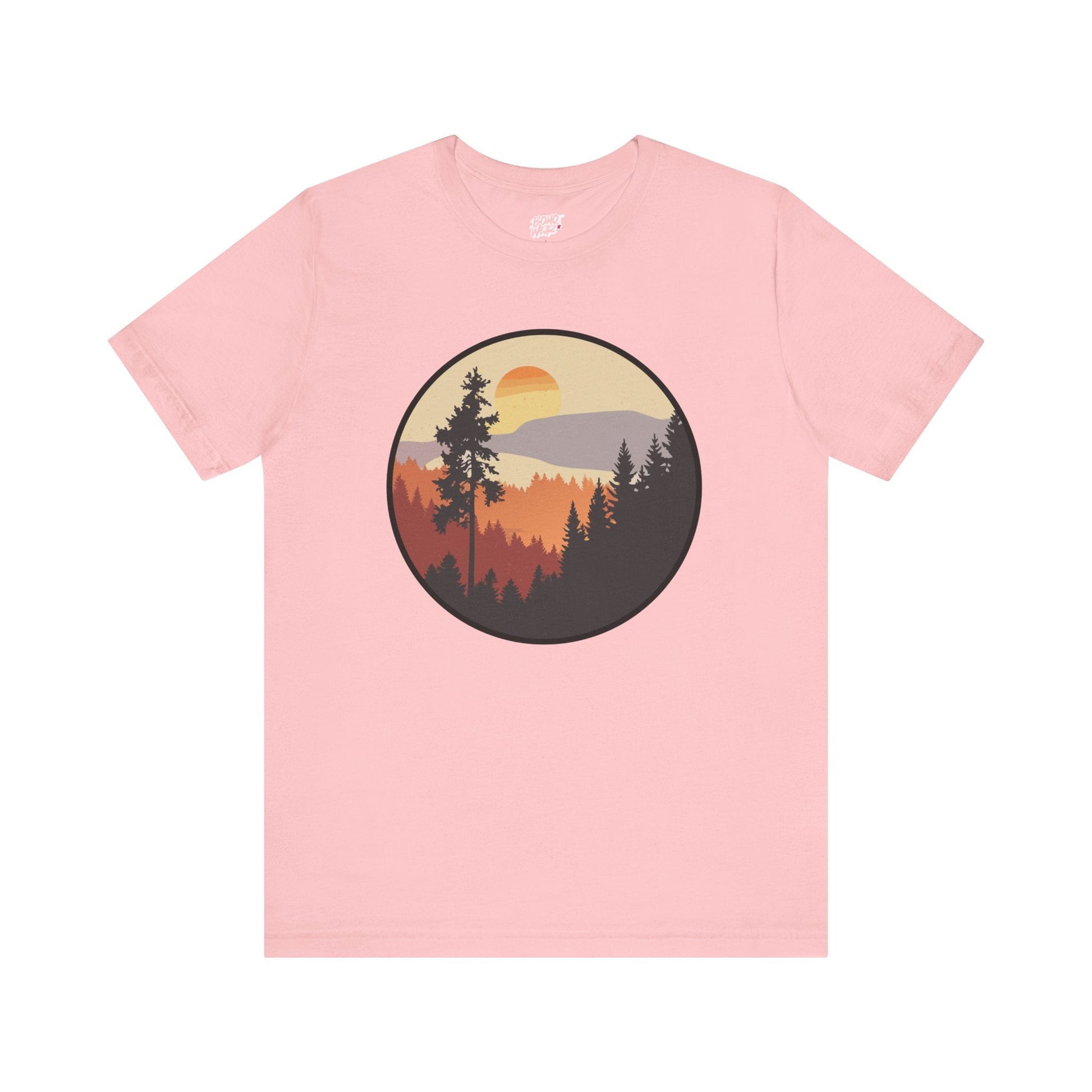 Sunset Forest Unisex Tee | Nature Lover Shirt, Hiking Apparel, Outdoor Gift, Eco-Friendly Fashion, Casual Wear Printify