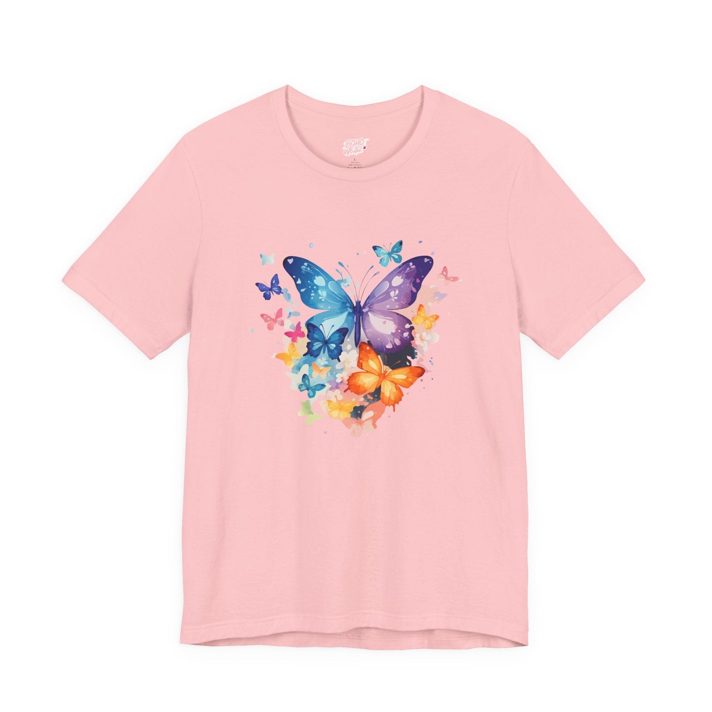 Colorful Butterfly Unisex Jersey Tee, Floral Tee, Butterfly Art Shirt, Gift for Nature Lovers, Summer Style, Nature Inspired Apparel Boho Wear